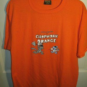 2001 Itchy & Scratchy Chopwork Orange Shirt L VTG